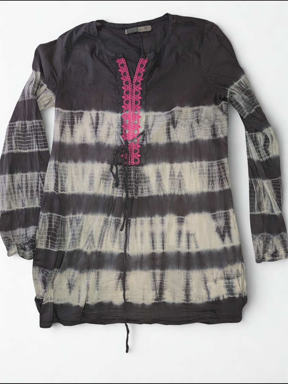 Athleta Black Tunic with Pink Embroidered Detail